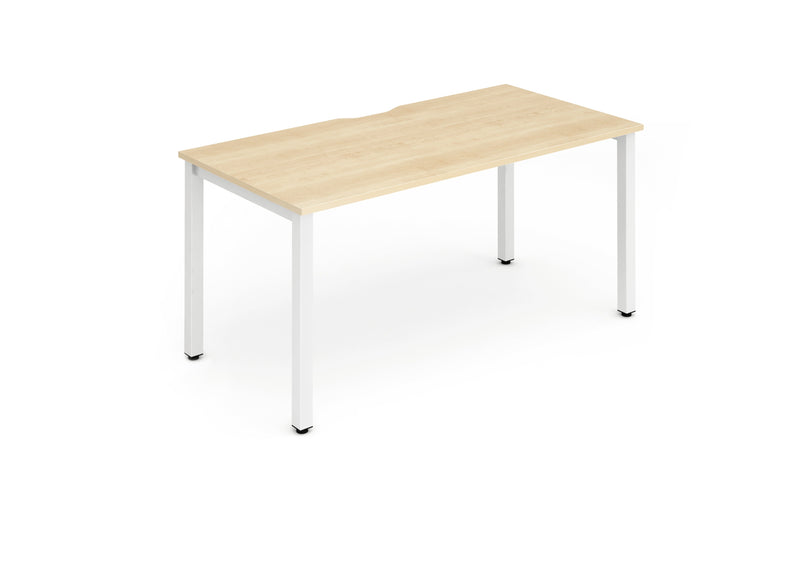 Evolve Plus 1400mm Single Starter Desk Maple Top White Frame BE114 - ONE CLICK SUPPLIES