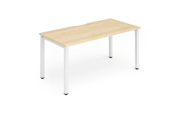 Evolve Plus 1200mm Single Starter Desk Maple Top White Frame BE119 - ONE CLICK SUPPLIES