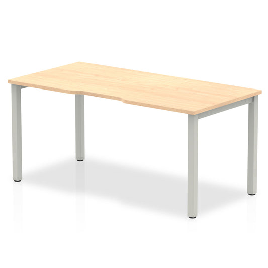 Evolve Plus 1600mm Single Starter Desk Maple Top Silver Frame BE129 - ONE CLICK SUPPLIES