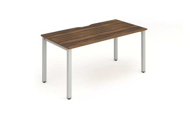 Evolve Plus 1400mm Single Starter Desk Walnut Top Silver Frame BE132 - ONE CLICK SUPPLIES