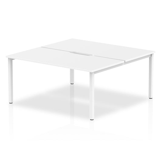 Evolve Plus 1600mm Back to Back 2 Person Desk White Top White Frame BE146 - ONE CLICK SUPPLIES