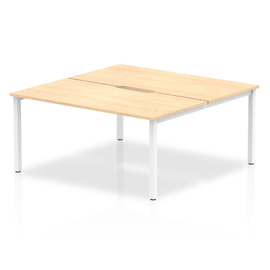 Evolve Plus 1600mm Back to Back 2 Person Desk Maple Top White Frame BE149 - ONE CLICK SUPPLIES