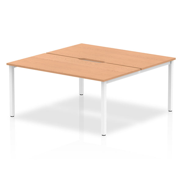 Evolve Plus 1600mm Back to Back 2 Person Desk Oak Top White Frame BE150 - ONE CLICK SUPPLIES