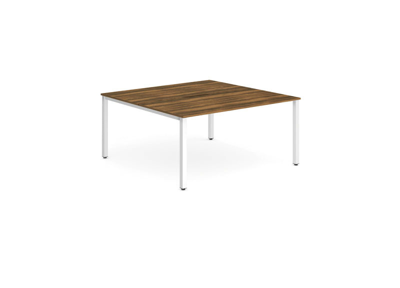 Evolve Plus 1400mm Back to Back 2 Person Desk Walnut Top White Frame BE152 - ONE CLICK SUPPLIES