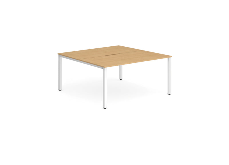 Evolve Plus 1400mm Back to Back 2 Person Desk Beech Top White Frame BE153 - ONE CLICK SUPPLIES