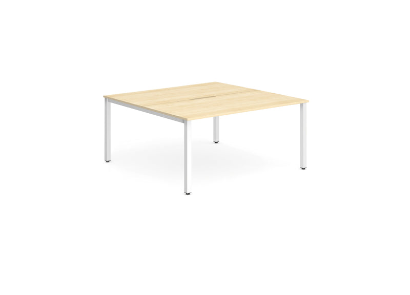 Evolve Plus 1400mm Back to Back 2 Person Desk Maple Top White Frame BE154 - ONE CLICK SUPPLIES