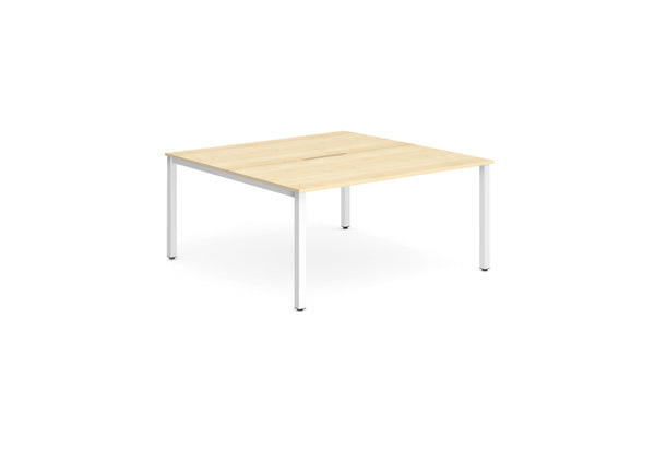 Evolve Plus 1200mm Back to Back 2 Person Desk Maple Top White Frame BE159 - ONE CLICK SUPPLIES