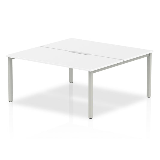 Evolve Plus 1600mm Back to Back 2 Person Desk White Top Silver Frame BE166 - ONE CLICK SUPPLIES