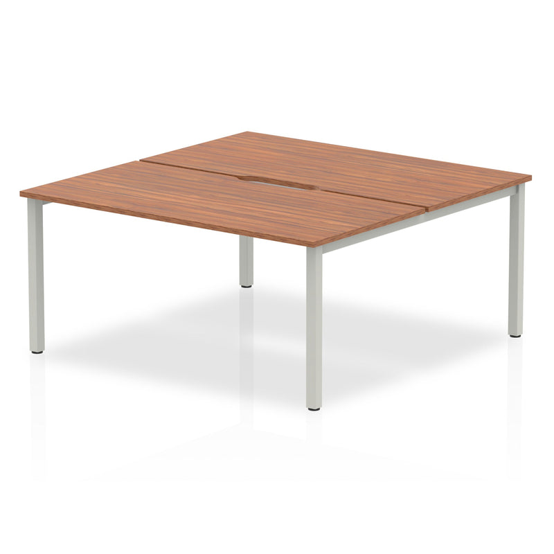 Evolve Plus 1600mm Back to Back 2 Person Desk Walnut Top Silver Frame BE167 - ONE CLICK SUPPLIES