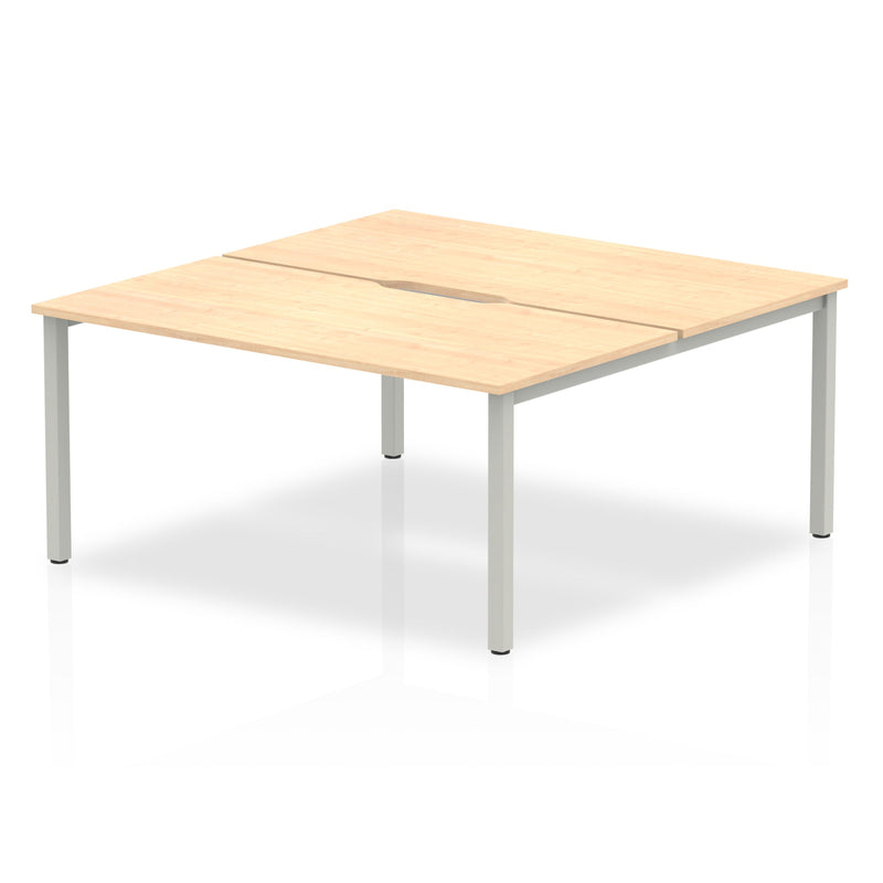 Evolve Plus 1600mm Back to Back 2 Person Desk Maple Top Silver Frame BE169 - ONE CLICK SUPPLIES