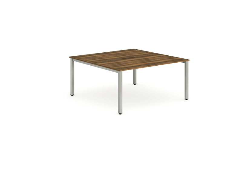 Evolve Plus 1400mm Back to Back 2 Person Desk Walnut Top Silver Frame BE172 - ONE CLICK SUPPLIES