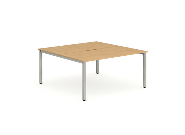 Evolve Plus 1400mm Back to Back 2 Person Desk Beech Top Silver Frame BE173 - ONE CLICK SUPPLIES