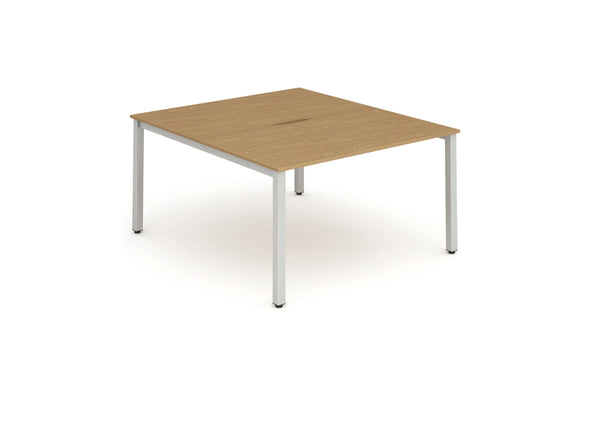 Evolve Plus 1200mm Back to Back 2 Person Desk Oak Top Silver Frame BE180 - ONE CLICK SUPPLIES