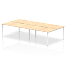 Evolve Plus 1600mm Back to Back 4 Person Desk Maple Top White Frame BE229 - ONE CLICK SUPPLIES