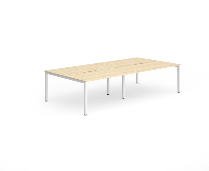 Evolve Plus 1200mm Back to Back 4 Person Desk Maple Top White Frame BE239 - ONE CLICK SUPPLIES