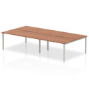 Evolve Plus 1600mm Back to Back 4 Person Desk Walnut Top Silver Frame BE247 - ONE CLICK SUPPLIES