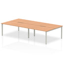 Evolve Plus 1600mm Back to Back 4 Person Desk Oak Top Silver Frame BE250 - ONE CLICK SUPPLIES