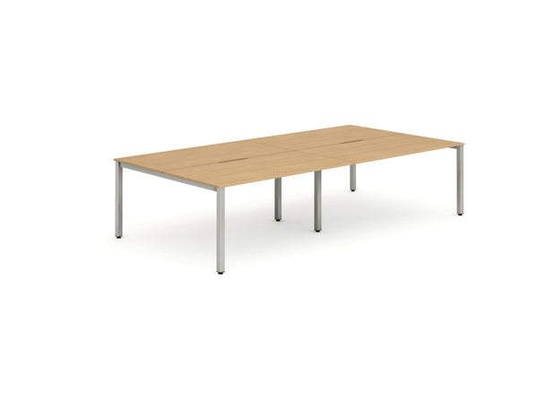 Evolve Plus 1400mm Back to Back 4 Person Desk Beech Top Silver Frame BE253 - ONE CLICK SUPPLIES