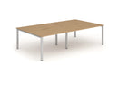 Evolve Plus 1400mm Back to Back 4 Person Desk Oak Top Silver Frame BE255 - ONE CLICK SUPPLIES