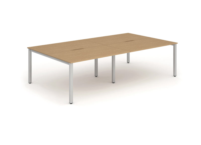 Evolve Plus 1400mm Back to Back 4 Person Desk Oak Top Silver Frame BE255 - ONE CLICK SUPPLIES