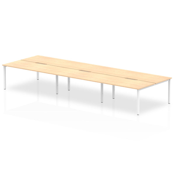 Evolve Plus 1600mm Back to Back 6 Person Desk Maple Top White Frame BE269 - ONE CLICK SUPPLIES