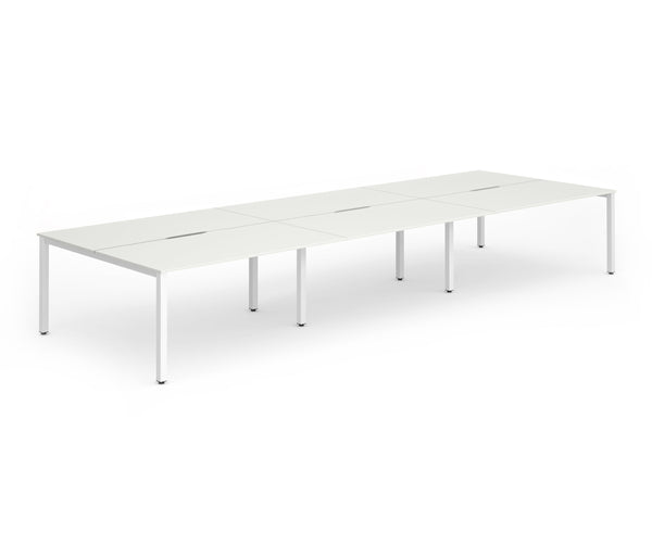 Evolve Plus 1400mm Back to Back 6 Person Desk White Top White Frame BE271 - ONE CLICK SUPPLIES