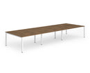 Evolve Plus 1200mm Back to Back 6 Person Desk Walnut Top White Frame BE277 - ONE CLICK SUPPLIES