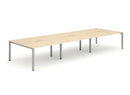 Evolve Plus 1400mm Back to Back 6 Person Desk Maple Top Silver Frame BE294 - ONE CLICK SUPPLIES