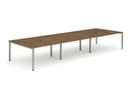 Evolve Plus 1200mm Back to Back 6 Person Desk Walnut Top Silver Frame BE297 - ONE CLICK SUPPLIES