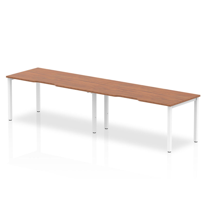 Dynamic Evolve Plus 1600mm Single Row 2 Person Desk Walnut Top White Frame BE347 - ONE CLICK SUPPLIES