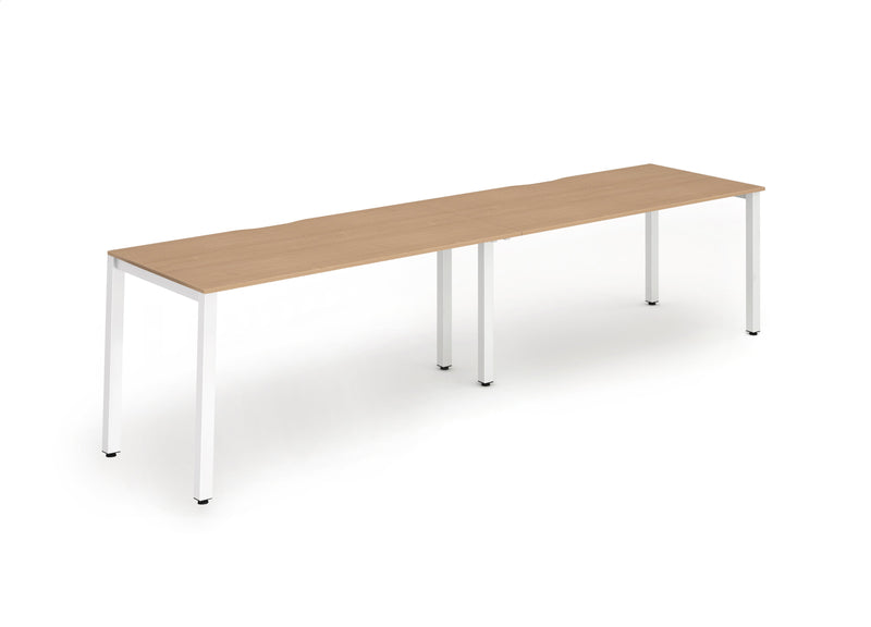 Dynamic Evolve Plus 1400mm Single Row 2 Person Desk Beech Top White Frame BE353 - ONE CLICK SUPPLIES