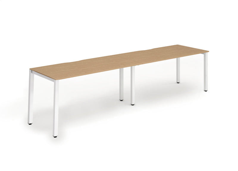 Dynamic Evolve Plus 1200mm Single Row 2 Person Desk Oak Top White Frame BE360 - ONE CLICK SUPPLIES