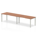 Dynamic Evolve Plus 1600mm Single Row 2 Person Desk Walnut Top Silver Frame BE367 - ONE CLICK SUPPLIES