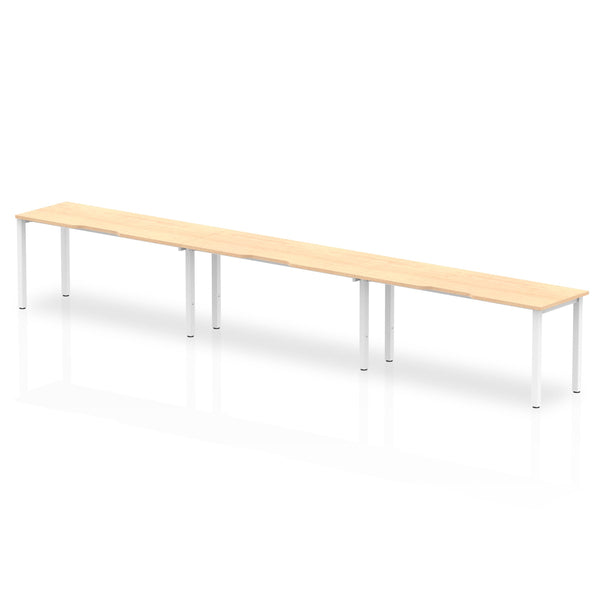 Dynamic Evolve Plus 1600mm Single Row 3 Person Desk Maple Top White Frame BE389 - ONE CLICK SUPPLIES