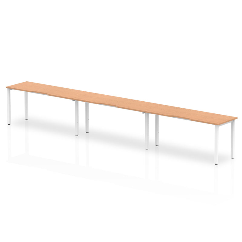 Dynamic Evolve Plus 1600mm Single Row 3 Person Desk Oak Top White Frame BE390 - ONE CLICK SUPPLIES