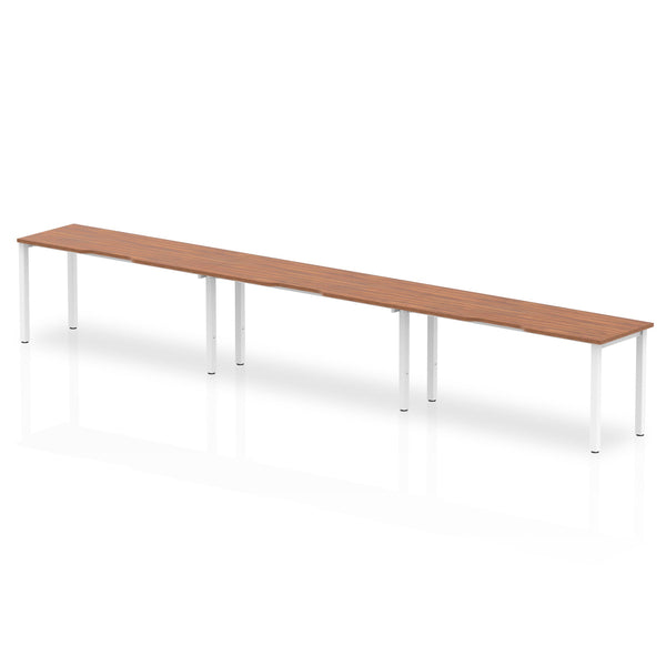 Dynamic Evolve Plus 1400mm Single Row 3 Person Desk Walnut Top White Frame BE392 - ONE CLICK SUPPLIES