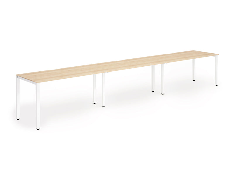 Dynamic Evolve Plus 1400mm Single Row 3 Person Desk Maple Top White Frame BE394 - ONE CLICK SUPPLIES