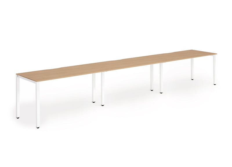 Dynamic Evolve Plus 1200mm Single Row 3 Person Desk Beech Top White Frame BE398 - ONE CLICK SUPPLIES