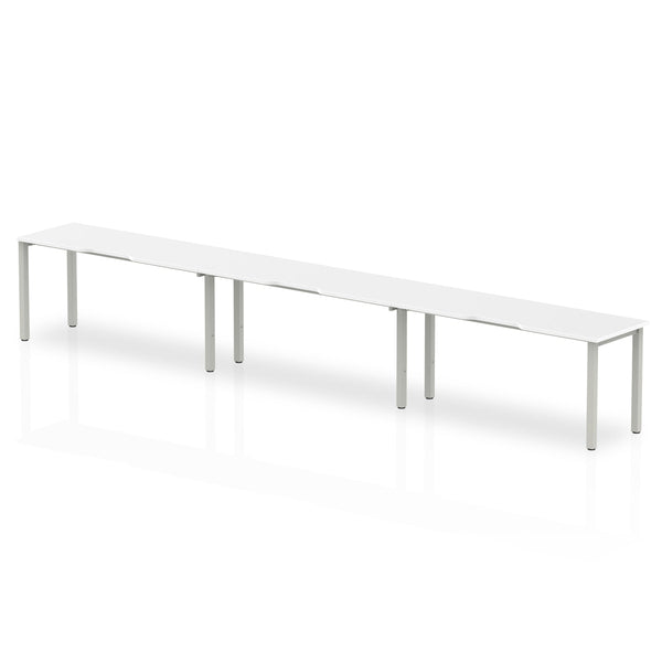 Dynamic Evolve Plus 1400mm Single Row 3 Person Desk White Top Silver Frame BE411 - ONE CLICK SUPPLIES