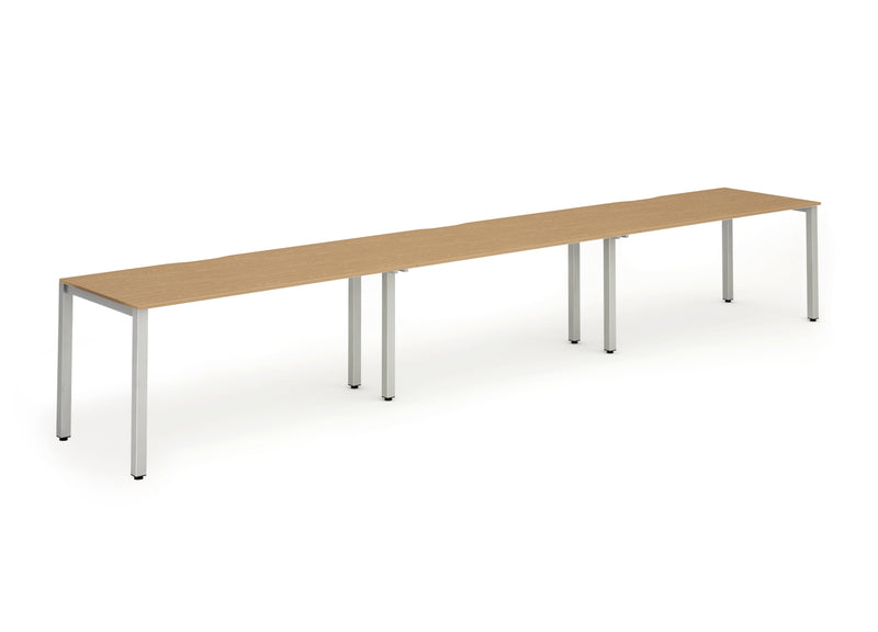 Dynamic Evolve Plus 1400mm Single Row 3 Person Desk Oak Top Silver Frame BE415 - ONE CLICK SUPPLIES