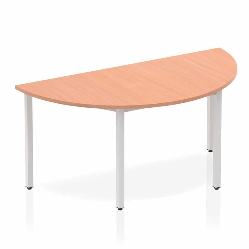 Impulse 1600mm Semi Circle Table Beech Top Silver Box Frame Leg BF00112 - ONE CLICK SUPPLIES