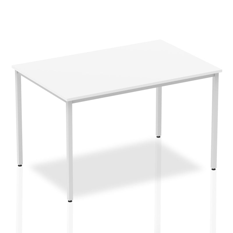 Impulse 1200mm Straight Table White Top Silver Box Frame Leg BF00115 - ONE CLICK SUPPLIES