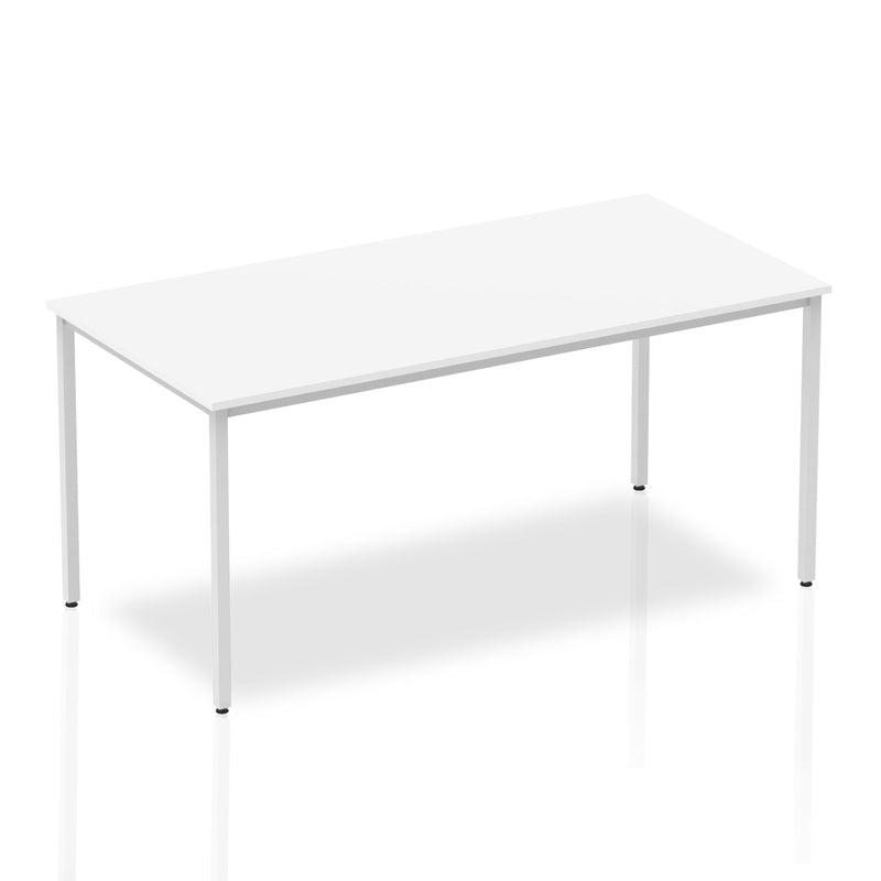 Impulse 1600mm Straight Table White Top Silver Box Frame Leg BF00117 - ONE CLICK SUPPLIES