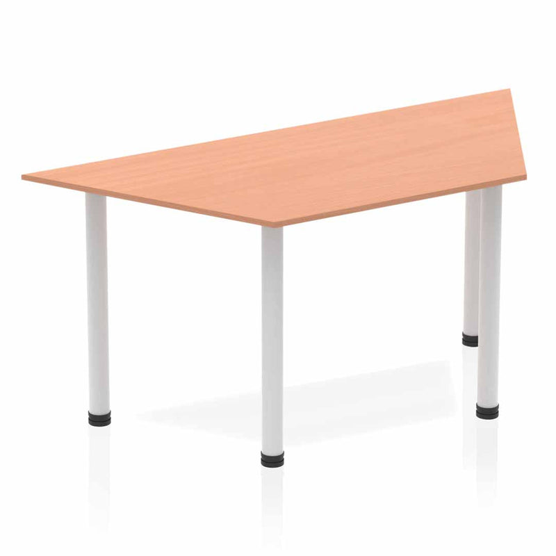 Dynamic Impulse 1600mm Trapezium Table Beech Top Silver Post Leg BF00170 - ONE CLICK SUPPLIES