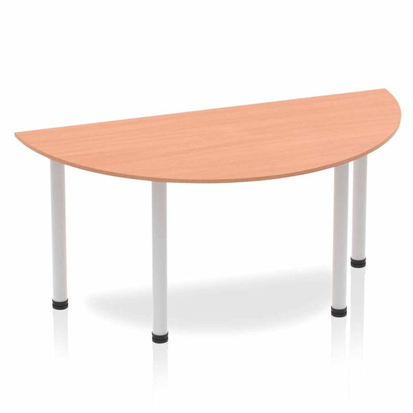 Dynamic Impulse 1600mm Semi Circle Table Beech Top Silver Post Leg BF00171 - ONE CLICK SUPPLIES