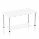 Impulse 1600mm Straight Table White Top Silver Post Leg BF00174 - ONE CLICK SUPPLIES