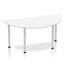 Dynamic Impulse 1600mm Semi Circle Table White Top Silver Post Leg BF00177 - ONE CLICK SUPPLIES