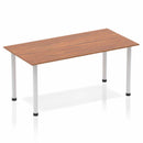 Dynamic Impulse 1600mm Straight Table Walnut Top Silver Post Leg BF00186 - ONE CLICK SUPPLIES