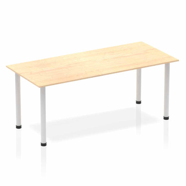 Dynamic Impulse 1800mm Straight Table Maple Top Silver Post Leg BF00193 - ONE CLICK SUPPLIES