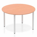 Impulse 1200mm Circle Table Beech Top Silver Box Frame Leg BF00196 - ONE CLICK SUPPLIES